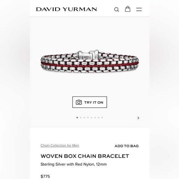 *SOLD* David Yurman 925 WOVEN BOX CHAIN BRACELET - Sterling Silver w Red Nylon - Picture 4 of 9